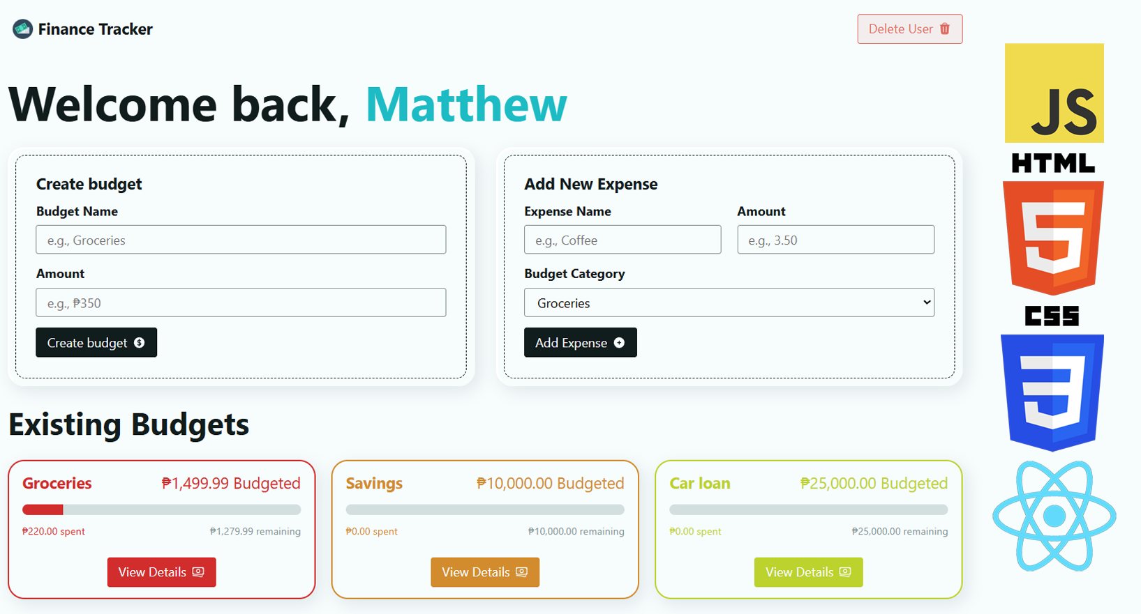 Finance Tracker - Budgeting Web App