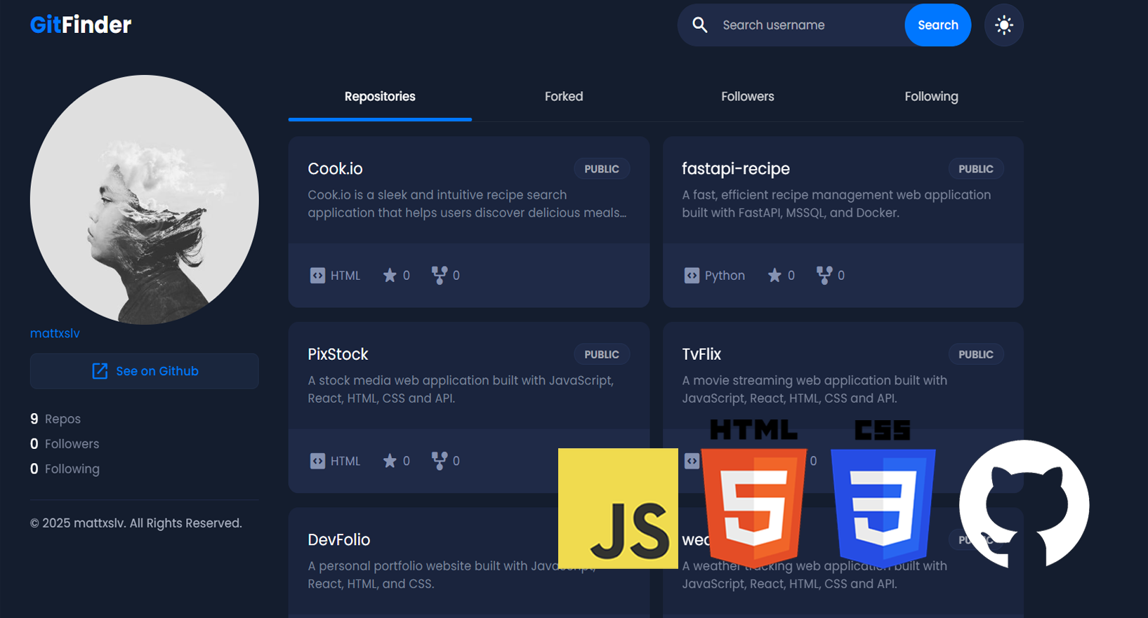 Gitfinder – GitHub Profile Finder
