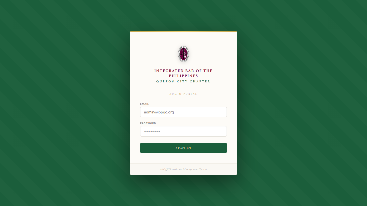 IBP QC Certificate Management System
